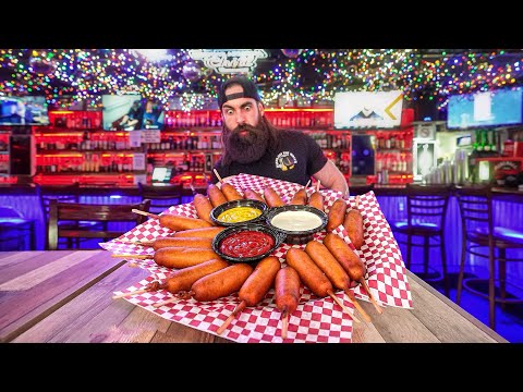 DRUNK GUY BETS BAR STAFF I'LL BREAK THE RECORD ON THIS CORNDOG CHALLENGE IN ARIZONA | BeardMeatsFood