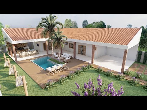 174c | Casa de Campo em "L" | COM PISCINA E ÁREA GOURMET |