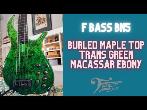 F Bass BN5 Burled Maple Top with Matching Headstock, Transparent Fade Green Gloss! image 9