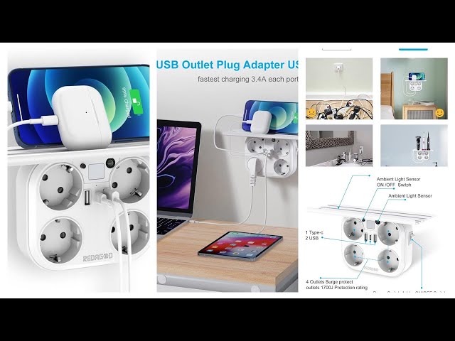 Vídeo relacionado con Pack 4 Ladron Enchufes Plano con USB C de 4000W - 4 Tomas Conectividad 2 Puertos de Carga USB Tipo 1 y Tipo C y 2 Enchufes con Mayor Potencia - Ladron Plano Pared para Espacio reducido | 3-Stars