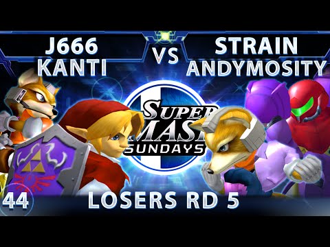 SSS 44 - J666 & Kanti (Red) Vs. Strain & Andymosity (Blue) SSBM Losers Round 5 - Smash Melee