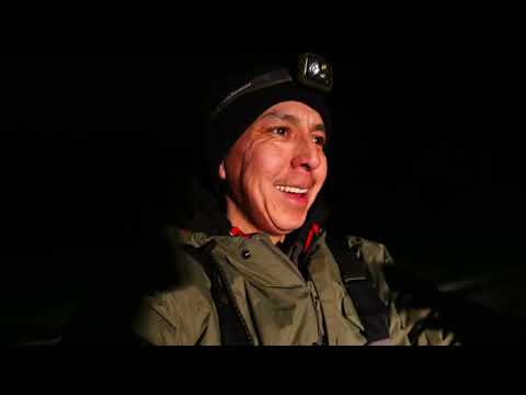 Late evening ice fishing for Burbot