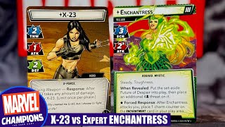 MARVEL CHAMPIONS Solo Playthrough X-23 vs Expert ENCHANTRESS  |  Limited Card Pool Core +Wave  8 & 9