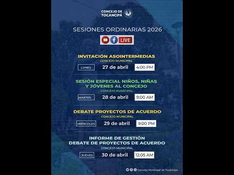 📍29 de abril de 2026 - Debate del proyecto de acuerdo No.008 de 2026.