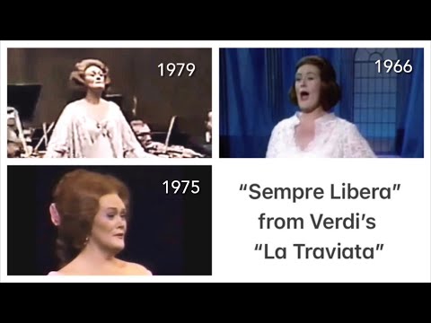 JOAN SUTHERLAND “Sempre Libera” from La Traviata￼ {ONE VIDEO COMPARING THREE YEARS 1966, 1975, 1979}