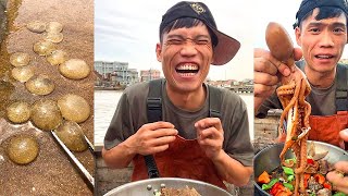 Fishermen eating seafood dinners are too delicious 666 help you stir-fry seafood to broadcast live70