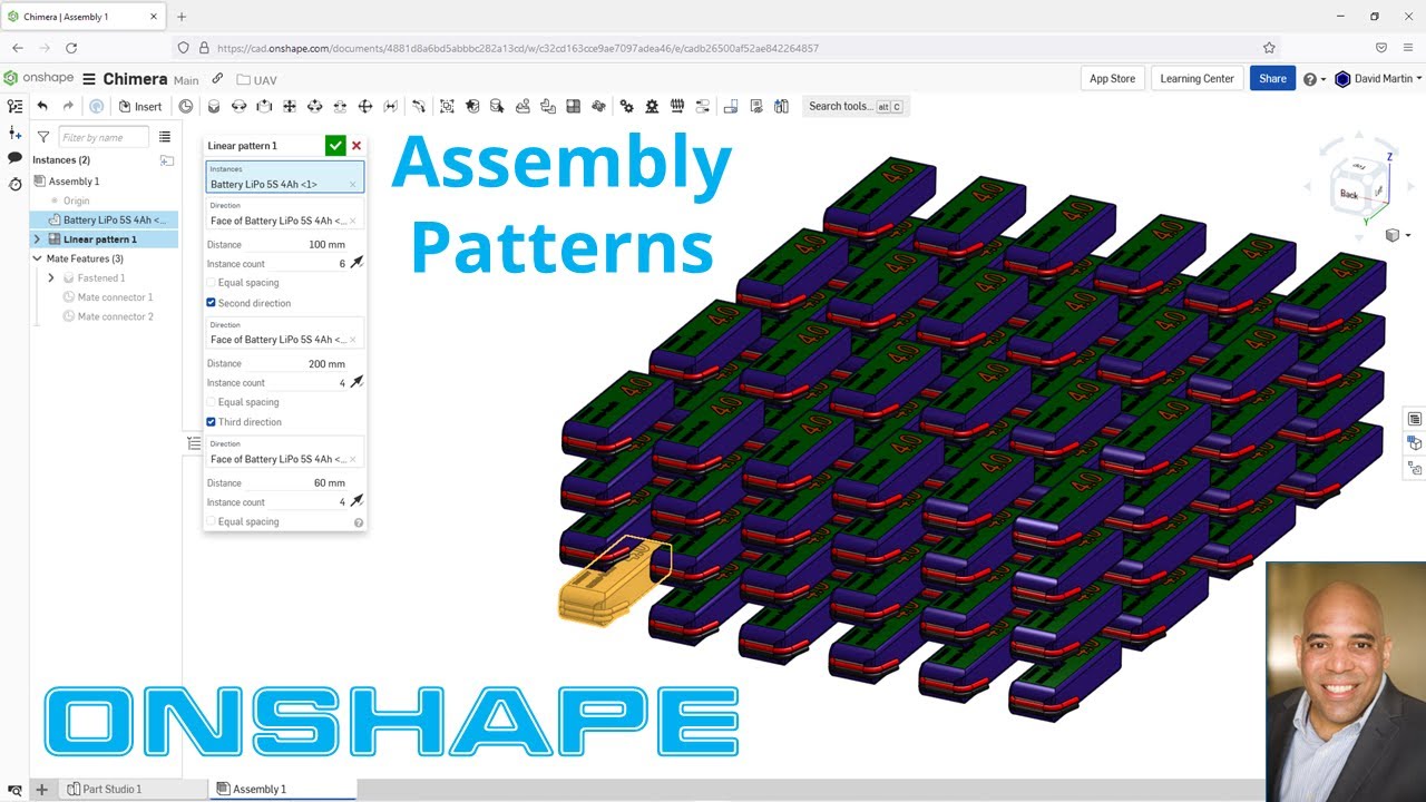 Onshape - Assemblies - Linear and Circular Patterns