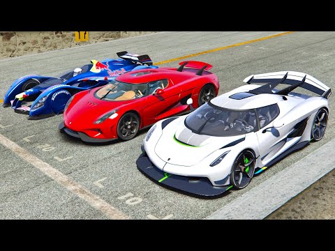 Koenigsegg Jesko vs Koenigsegg Regera with F1 2004 Engine vs Red Bull X2010 - Highlands