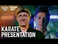 Cobra Kai Interrupts Miyagi Do S Presentation Cobra Kai William Zabka Ralph Macchio