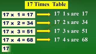 17 times tables  in pair mode with text | Proper pronunciation  | #Prism_Infotech_Hassan