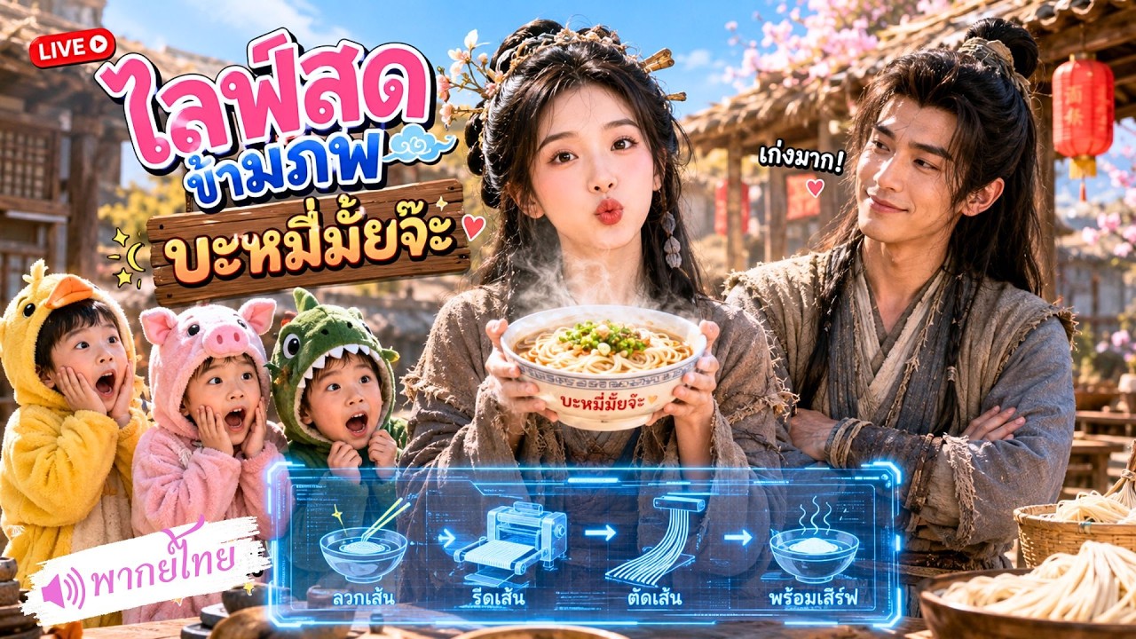 ไลฟ์สดทะลุมิติ! พิธีกรสาวยุคใหม่กลายเป็นแม่ม่ายตัวร้าย เปิดระบบอาหาร วางขายบะหมี่ถ้วยจนพลิกชะตา!