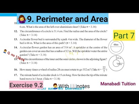 7th class maths|Chapter 9|🤷♀️Perimeter and area|💁♀️Exercise 9.2| Q no 13&14 |part 7|with notes|