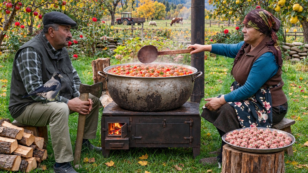 Rustic Village Lunch | Meat Cutlets, Vegetables & Potato Pilaf  🌿🥩