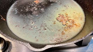 Easily remove stuck on food from cast iron in just 2 minutes
