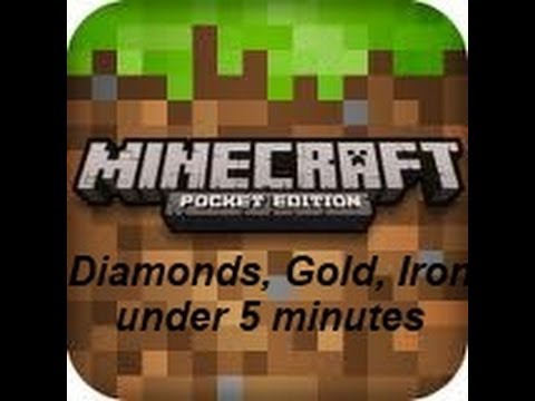 Minecraft Pocket Edition - Find Diamond, Gold, Iron under 5 minutes!
