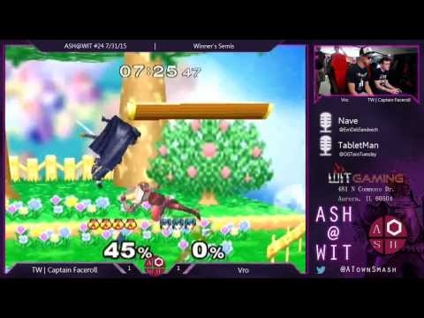 TW | Captain Faceroll (Sheik) vs. Vro (Marth) - Melee Winner's Semis ASH@WIT #24 7/31/15