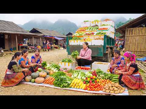 Harvesting Vegetables & Transporting to Sell by Truck | Visiting a Traditional Countryside Market