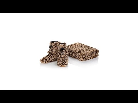 A by Adrienne Landau Faux Fur Throw and Booties