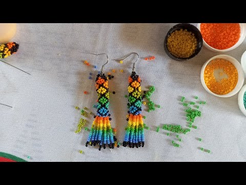 aretes tubulares de mostacilla de colores 🌈
