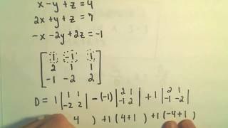Cramer's Rule to Solve a System of 3 Linear Equations - Example 2