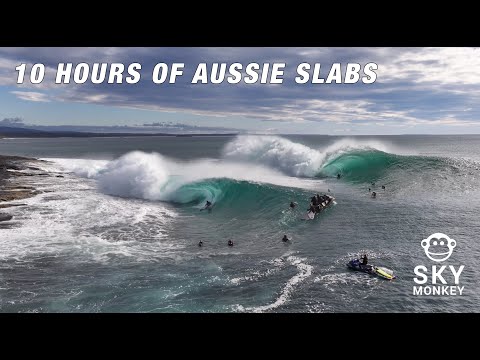 SURFING & BODYBOARDING HEAVY AUSSIE SLABS - 10 HOUR BACKGROUND/STORE LOOP 4K - RELAXING OCEAN SOUNDS