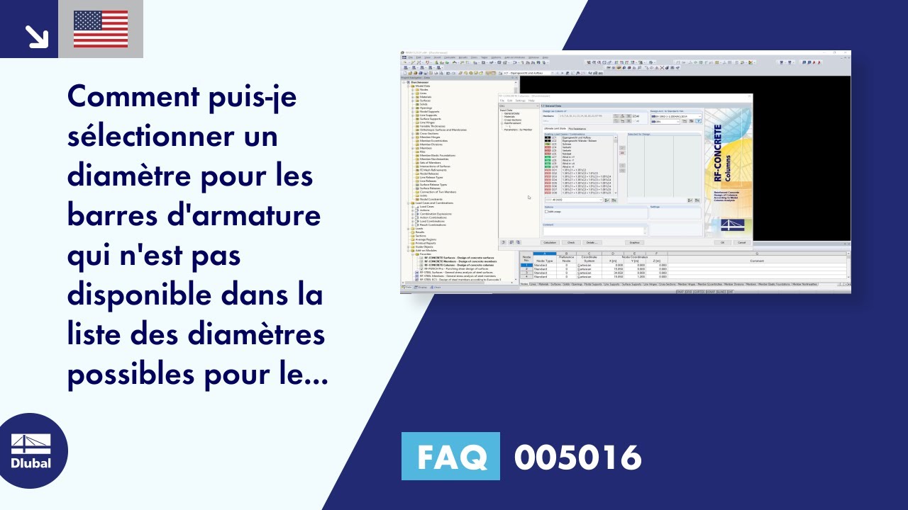 FAQ 005016 | Comment puis-je sélectionner un diamètre de barres d&#39;armature pour le calcul d&#39;une poutre en béton armé?