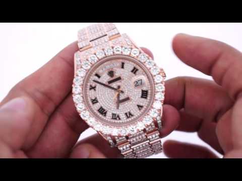rose gold iced out rolex