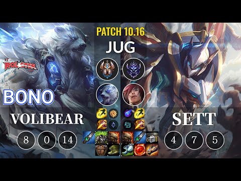 KT Bono Volibear vs Sett Jungle - KR Patch 10.16