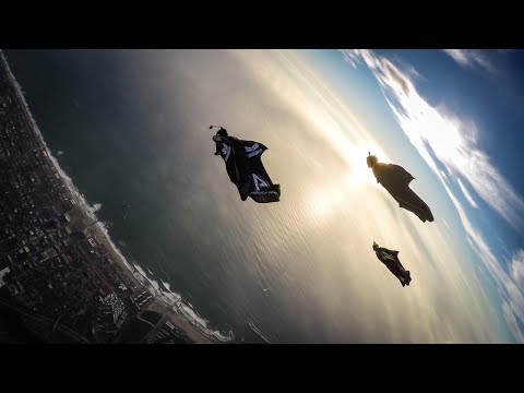 Sunset Wingsuit Flight over California Coast