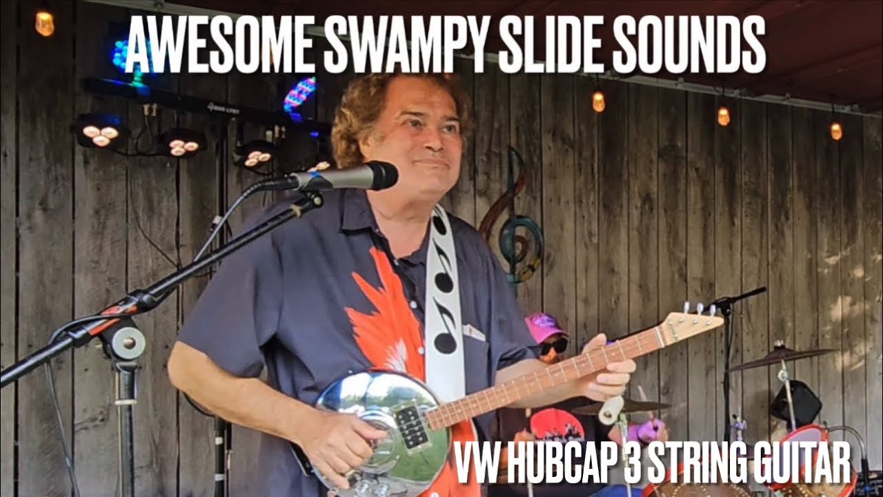 Incredible Sounds From The Swamp Created On A 3 String Guitar Made Out Of A VW Hubcap