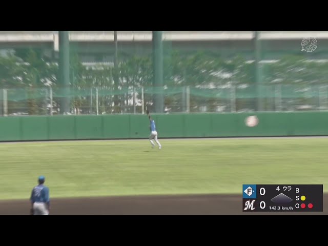 【ファーム】ファイターズ・吉田賢吾が球際の強さ見せるジャンピングキャッチ!! 2025年8月5日 千葉ロッテマリーンズ 対 北海道日本ハムファイターズ