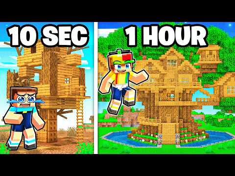 10 Seconds vs 1 Hour TREE HOUSE Build Battle!