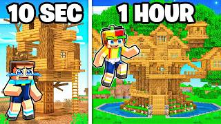 10 Seconds vs 1 Hour TREE HOUSE Build Battle!