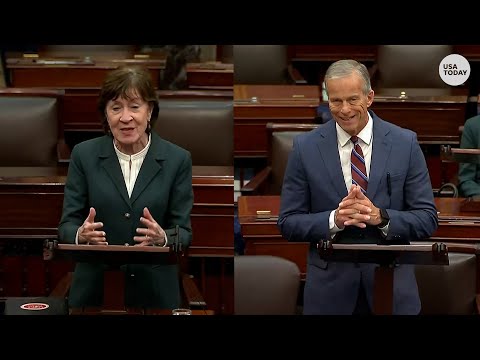 After vote to end government shutdown, see Susan Collins and John Thune reactions on Senate floor