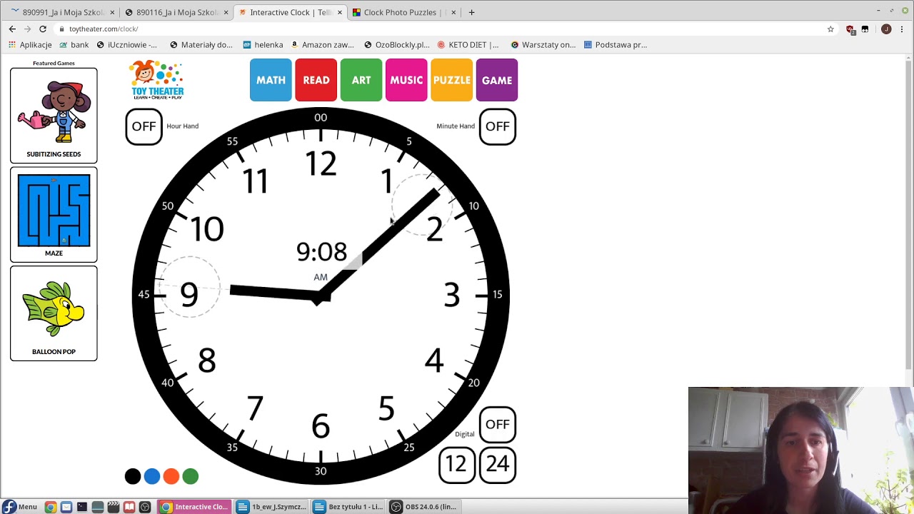 Odczytywanie godzin na zegarze