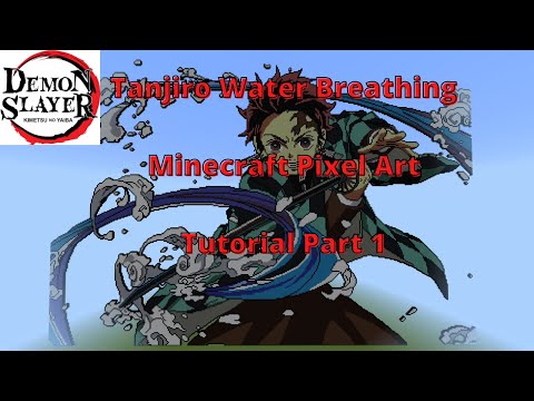 ohbadluckyhd - Minecraft Tanjiro Water Breathing Pixel Art Tutorial Part 1 (Demon Slayer)