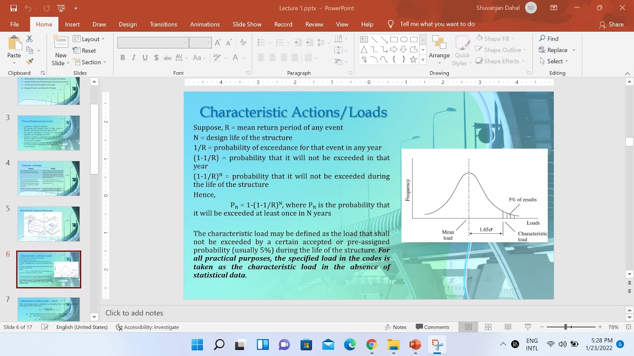 Lecture 1-Reinforced Concrete | Analysis and Design | Characteristic Loads | Characteristic Strength