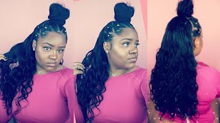 Rubber Band Half Up Half Down Sew In ft. Sunber Hair | Flawless Britny