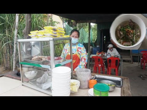 Amazing Have Breakfast Soup Noodle @Countryside - Khmer Food Tour at Phum Prek Kdey Kandal Province