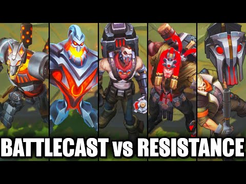 All New BATTLECAST vs RESISTANCE Skins Spotlight Zac Nasus Jayce Yorick Singed (League of Legends)