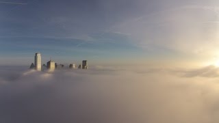 preview picture of video '12/9/14 - Above the Fog - Downtown Dallas Sunrise via Drone'