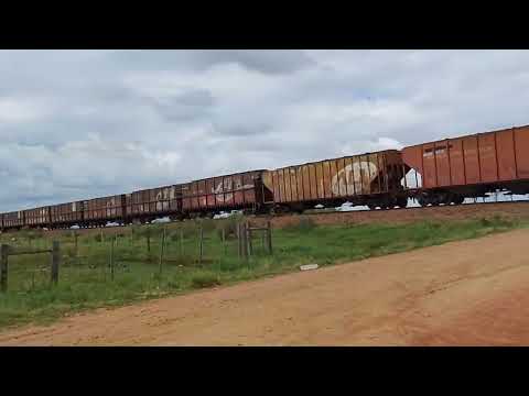 Trem levando muitos vagões para buscar carga nos terminais do Rio Grande do Sul