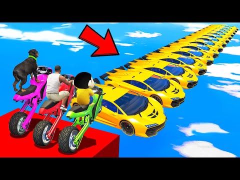 SHINCHAN AND FRANKLIN TRIED IMPOSSIBLE LAMBORGHINI GOLD CARS BRIDGE PARKOUR CHALLENGE GTA 5