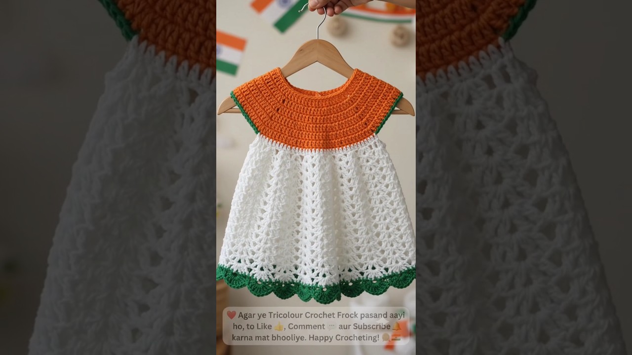 tricolour crochet frock 🧶❤️ #shorts #youtubeshorts #crochet #viral #independence #trending
