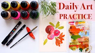 🌺🌿Daily Art Practice: Paint with Acrylic Inks like with Watercolour!