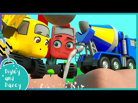 🚧 Oh No! There's A Blockage in the Trench! 🚜| Digley and Dazey | Kids Construction Truck Cartoons