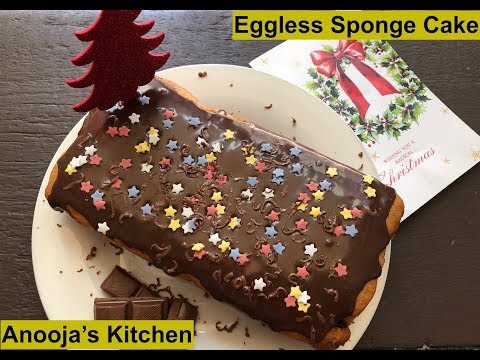 Christmas Special Eggless Sponge Cake I Merry Christmas Themed Cake @ Anooja's Kitchen