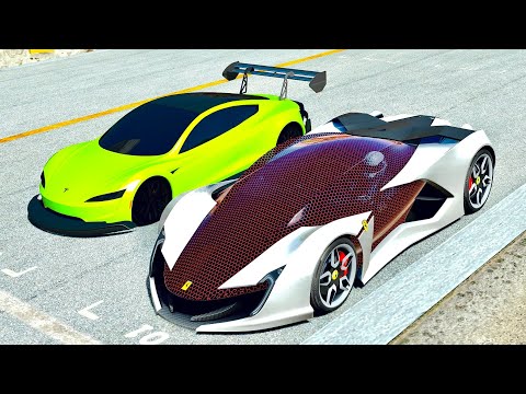 Ferrari Impronta vs Tesla Roadster GTR -  Drag Race 10 KM