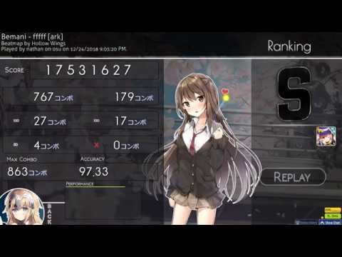 osu! | nathan on osu | Bemani - fffff [ark] +HD 97.33% FC | 436pp if ranked