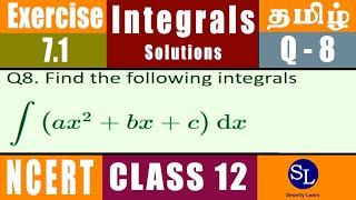 NCERT Class 12 TAMIL - Ex 7.1 Q8 Integral (ax^2 + bx + c) dx